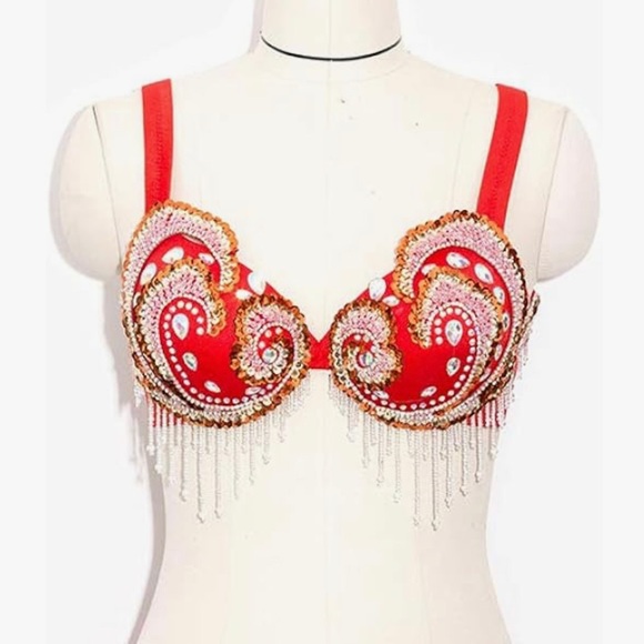 ROYAL SMEELA Crystal & Rhinestone Belly Dance Costume Bra for Women Size Medium - Picture 3 of 13